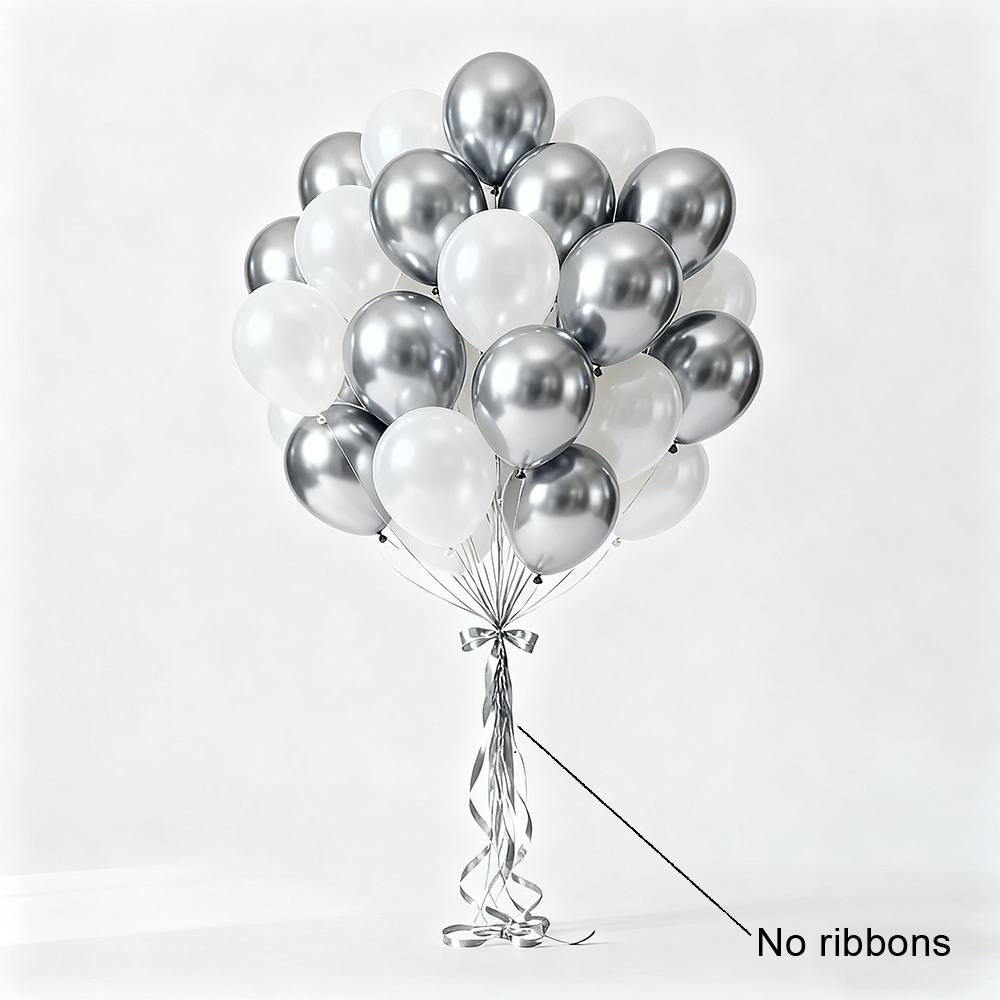 

30/50/100pcs Metallic Gloss Chromium Balloon Pearl White Latex Balloons Two Color Mixed Helium Balloon Birthday Wedding Decor 10inch 30pcs серебро белый