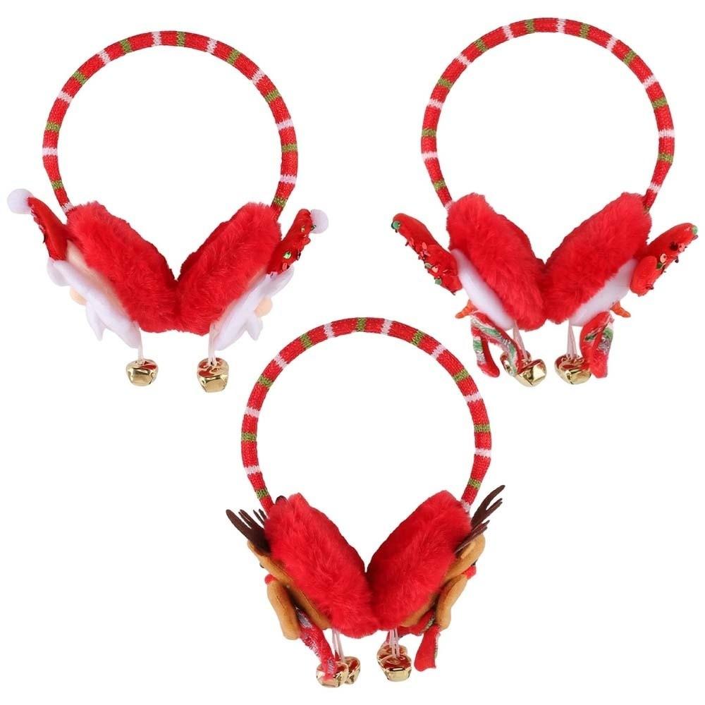 Sequin Detail Christmas Plush Earmuff Soft Fabric Cartoon Santa Headband Cute Lovers