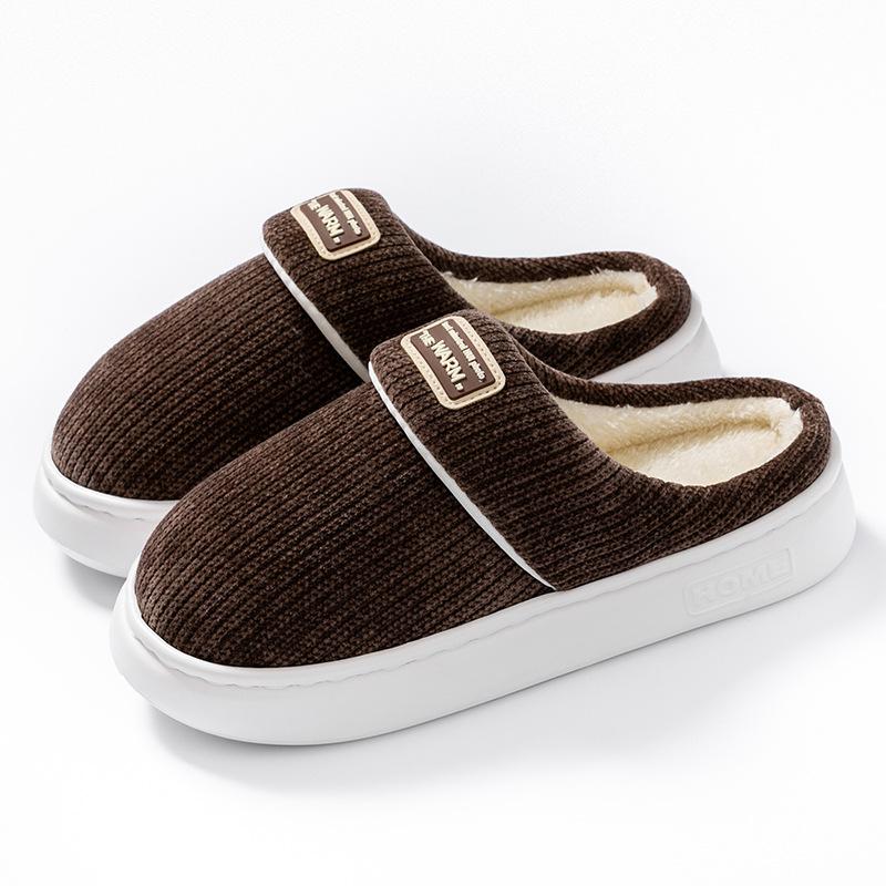 Simple Line Drag Cotton Shoes Autumn and Winter Indoor Home EVA Sole, Thick-soled Warm Cotton Slippers
