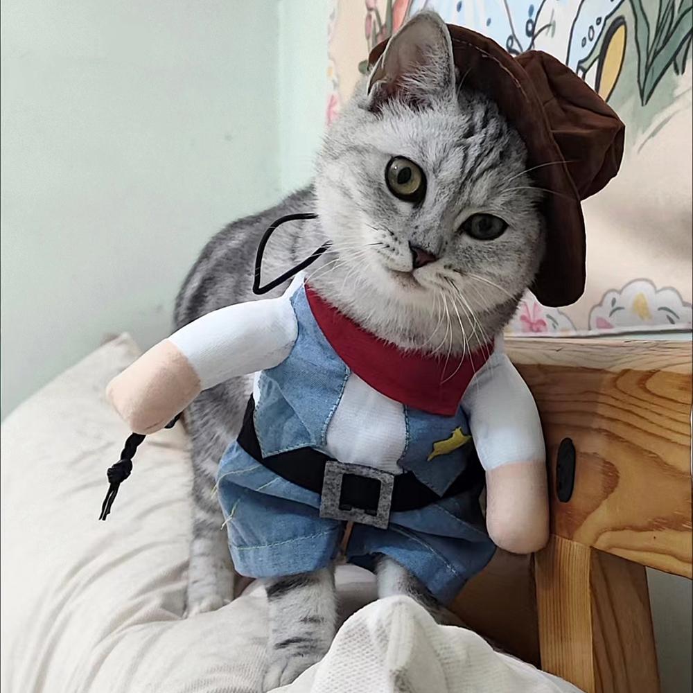 Funny Cat Clothes Halloween Cosplay Cowboy Pet Costume For Small Medium Dogs Cats Novelty Kitten Puppy Party Dress Up Outfits