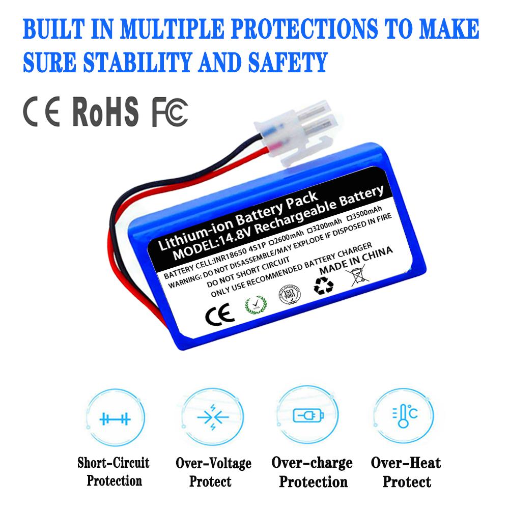 14 .8v 2600mah 3200mah Lithium Battery for Ilife A4 A4s V7 A6 V7s Plus Robot Vacuum Cleaner Ilife 4s1p Full Capacity Li -Ion