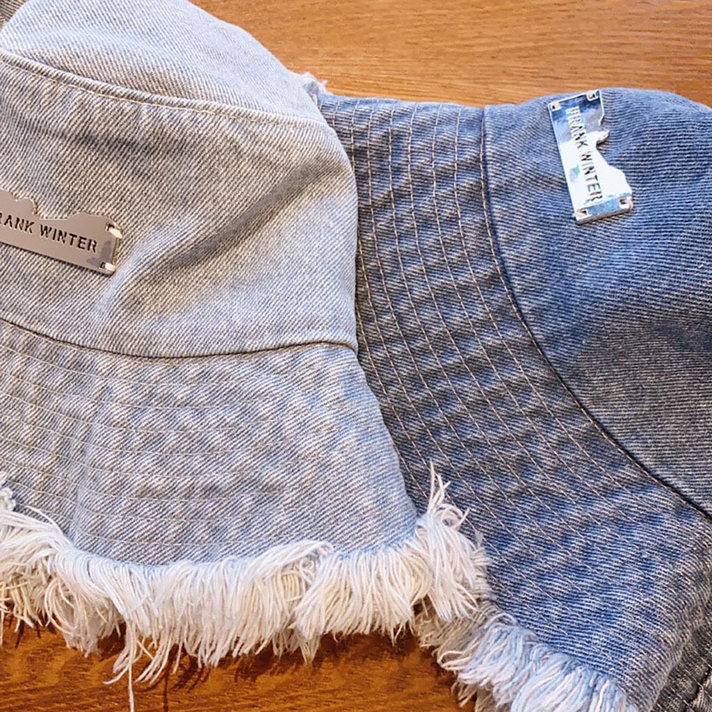 Women's Denim Distressed Fisherman Hat, Summer Breathable Denim Bucket Hat, Sun Protection Thin Washed Sun Hat Universal Headwear