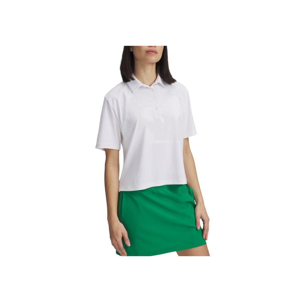 Under Armour Boxy Drive Comfortable Stylish Minimalist Short Sleeve Polo Women Tops White 1389586-100