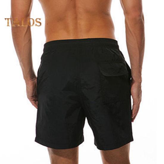 Men Beach Shorts Drawstring Waist Adjustable Fit Casual Shorts with Pockets Solid Color Versatile Shorts Daily Wear