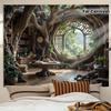 Baumhaus Fantasieraum Wandteppich Verzauberter Wald Natur Wandbehang Boho Walddeko Magische Bibliothek Szene Für Kinderzimmer