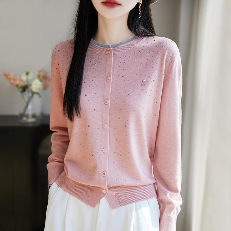 Women's Lightweight 50% Wool 50% Mulberry Silk Cardigan - 4-Season Versatile Knitwear for All-Year Comfort & Style