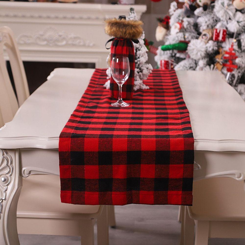 Dinner Merry Christmas Plaid Table Runner Christmas Table Runner Tablecloth Christmas Decoration