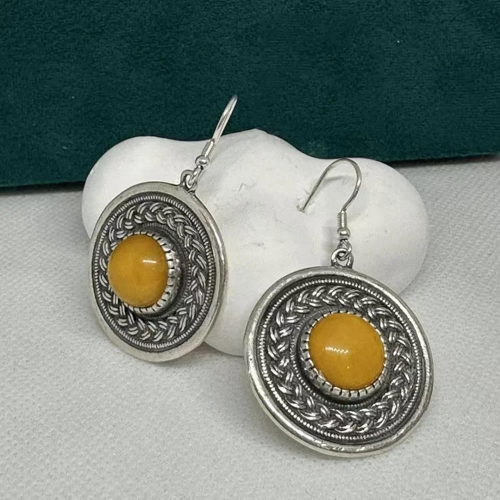 Retro Tibetan Earrings Ethnic Style Versatile Nepalese Niche Earrings Jewelry Stud Earrings Women