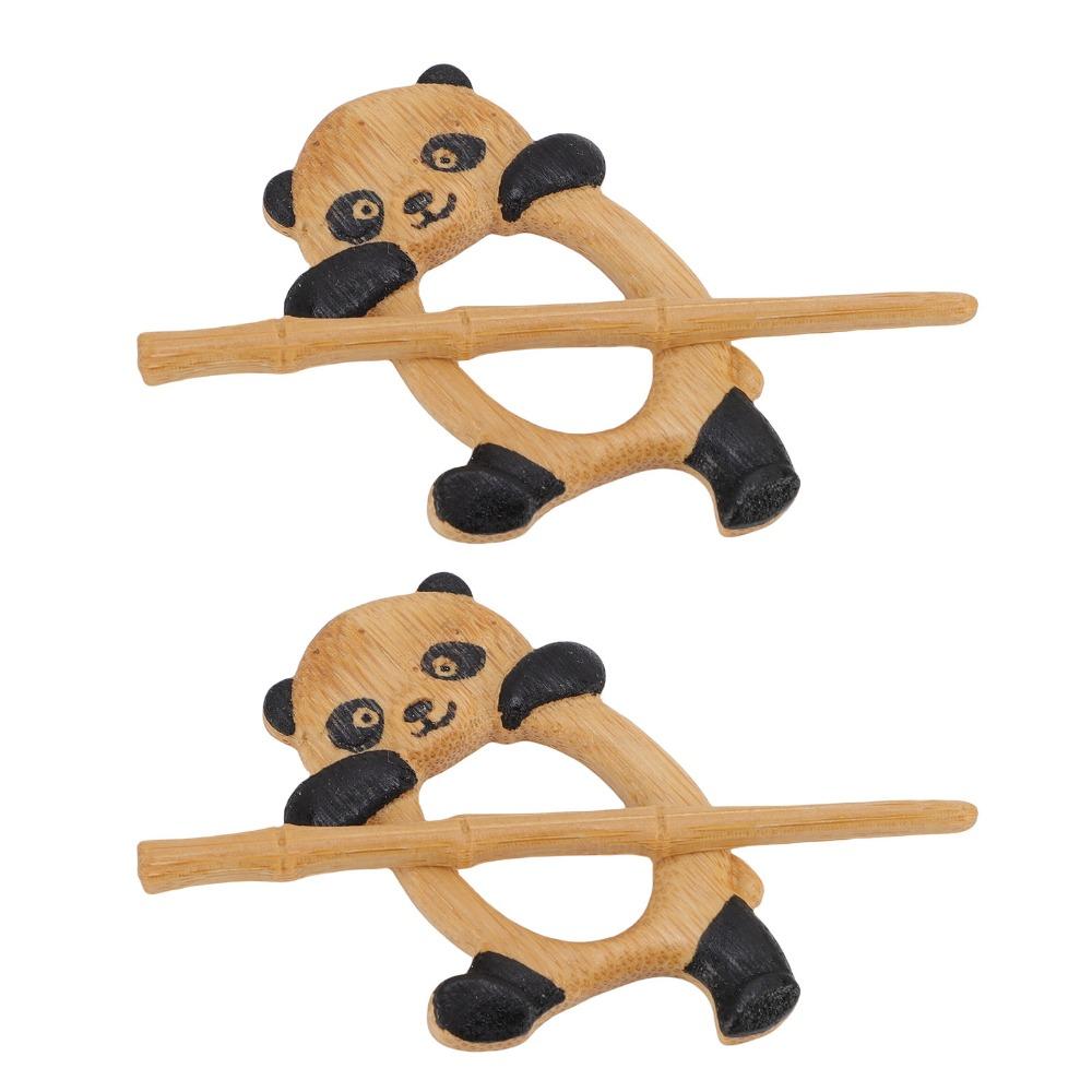 2pcs Carved Style Wooden Pin Handmade Shawl Pin Vintage Wooden Brooch For Cardigan