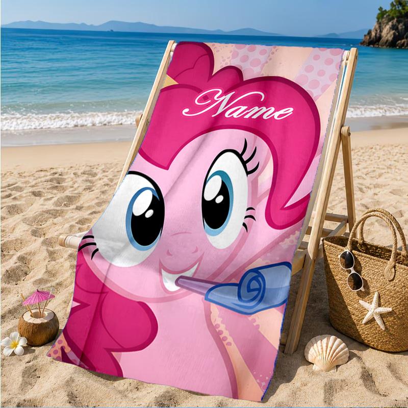 Custom Name Unicorn Pony Beach Towel Microfiber Beach Towel, Lightweight and Quick-Dry, for Summer Travel, Swimming Pool Gift