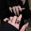 Punk Gothic Red Crystal Heart Rings for Women Vintage Metal Liquid Irregular Thorns Geometric Ring Aesthetic Y2K Jewelry Gift