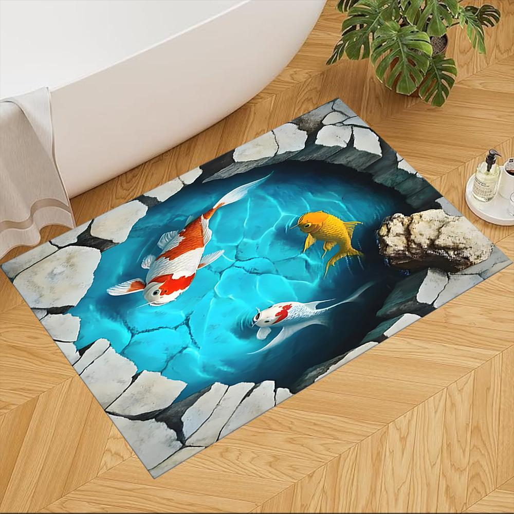 Koi-Fische und Kirschblüten Rutschfester Heimteppich Design für Wohnzimmer Schlafzimmer Büro Dekor Geschenk mit Lebendigem Muster und Bequem
