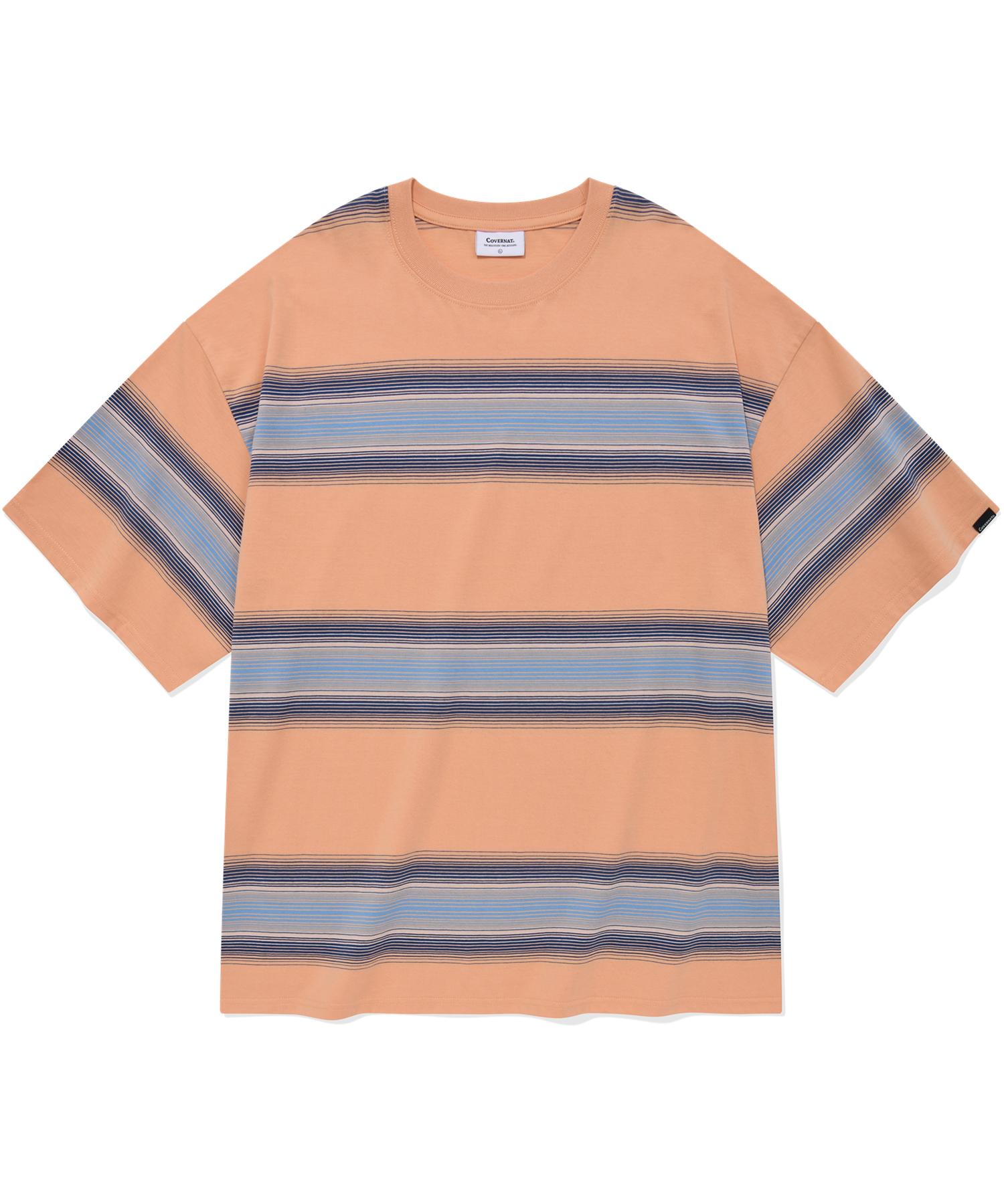 Covernat Gradient Stripe T-Shirt Salmon Salmon/L