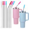 6-Pack of Stanley Metal Straws with Silicone Tips, Stainless Steel Replacement Straws for 40 and 30 Oz. Stanley Tumblers, Reusable Straws with Cleanin