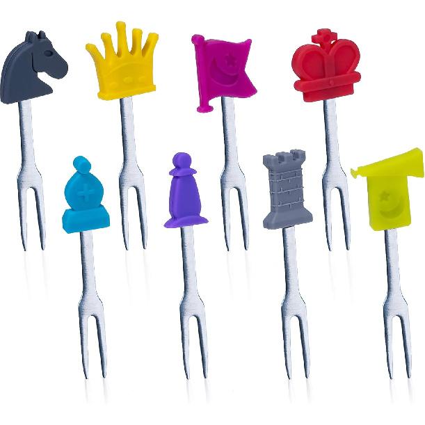 Cocktail Forks, 6-Piece Appetizer Forks, Cat Shapes, Stainless Steel and Silicone Small Forks for Fruits, Cheese, Appetizers