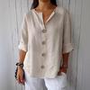 Fashion New Loose Casual Shirt Plus Size Summer and Autumn Women's V-neck Buttons T-shirt Elegant Solid Color Simple Top Woman Basic Sweet Blouse
