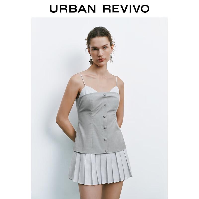 

Летнее мини-платье-комбинация UR 2025 с цветными блоками, имитирующее двойку M