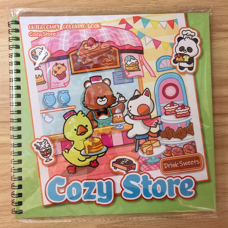 1 Stück Malbuch mit Cartoon-Motiven, Super heilendes und stressabbauendes Malbuch, Kunst-Erleuchtung und pädagogisches Kritzelbuch für Kinder