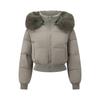 Giacca imbottita in cotone peluche americana da donna, nuova, invernale, con cappuccio e colletto in pelliccia
