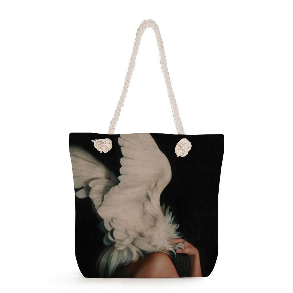 Flower Woman Print Thick Rope Single-shoulder Beach Bag 7213