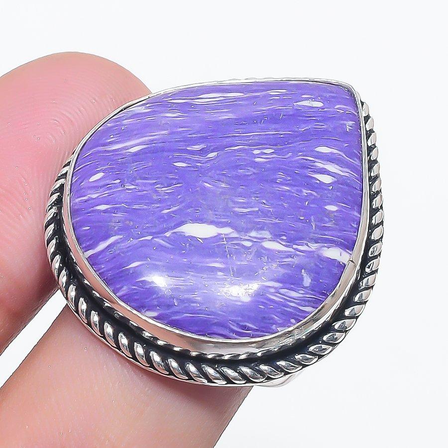 Charoite Gemstone 925 Sterling Silver Jewelry Ring Size 9