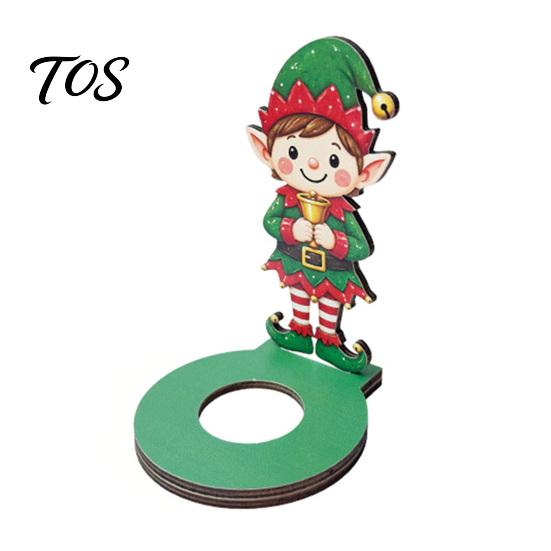 Creative Holiday Gifts for Friends Wooden Christmas Tealight Candle Holder, Santa Snowman Angel Reindeer Fireplace Mantle Decor Figurine, Tabletop