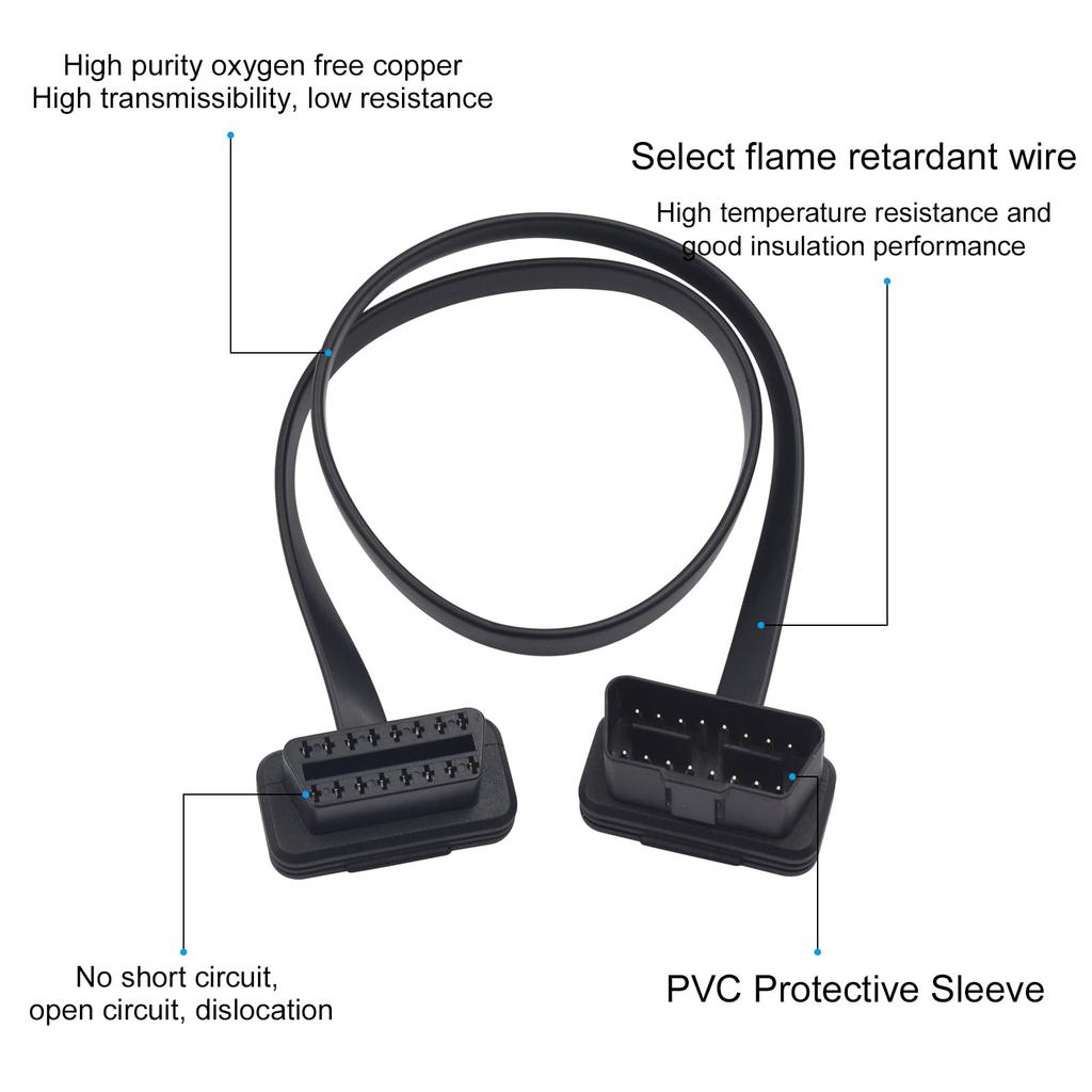 Duttek Auto OBD2 Auto Verlängerungskabel OBD2 16 Pin Stecker Buchse Verlängerungskabel, 16Pin