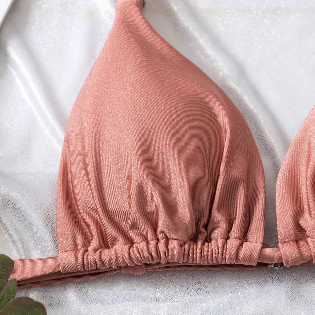 Costum de baie pentru femei, fără mâneci, mozaic triunghi, cu bretele din spate, seturi de bikini din două piese