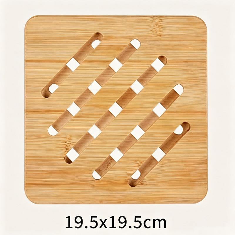 Portable Placemat Thickened Circular Square Household Coaster Hollowed Out Bamboo Insulation Mat Dining Table Mat