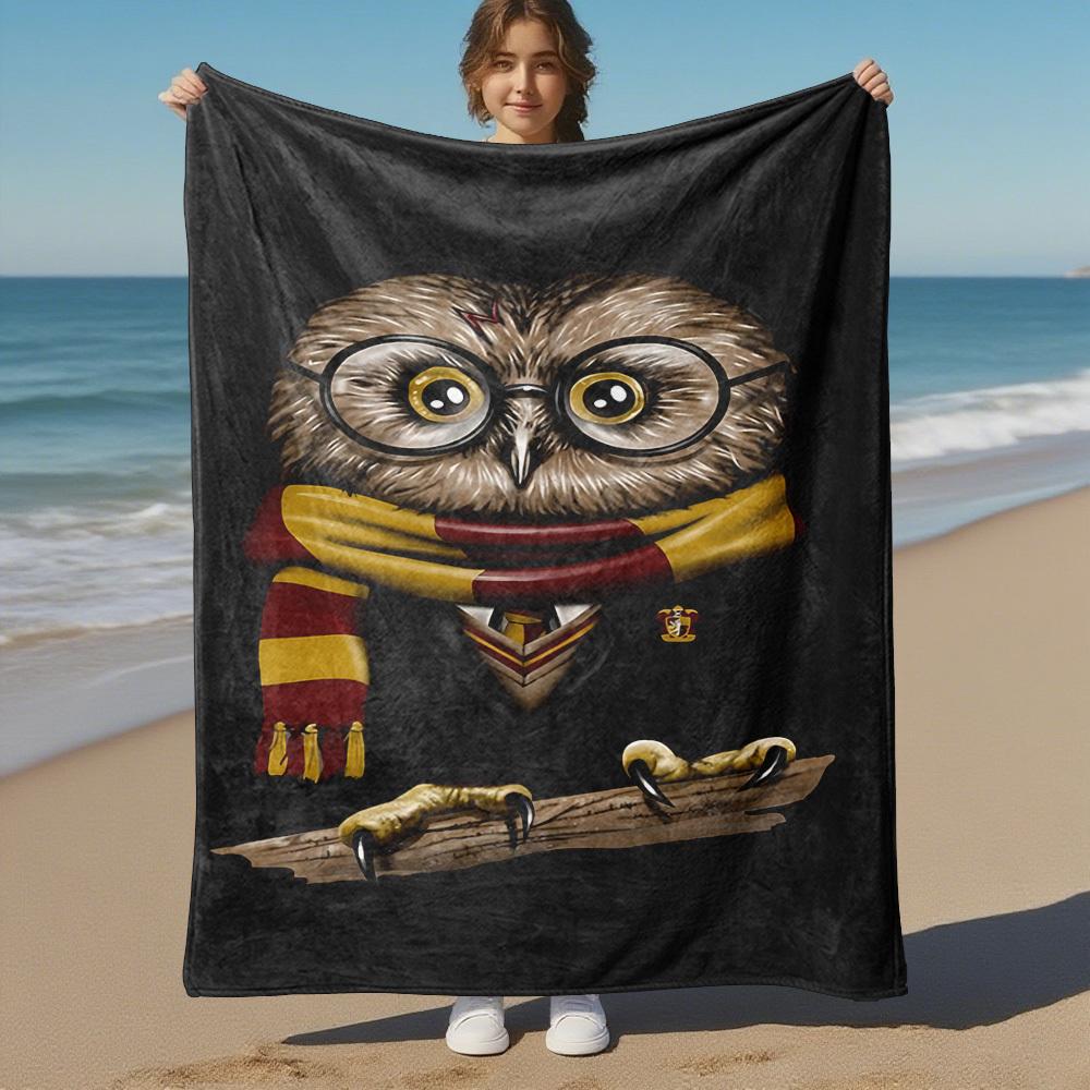 1pc Hogwarts Harry Potter Owl Outdoor Flannel Throw Blanket All Season Soft Warmth,Home Decor 1031174