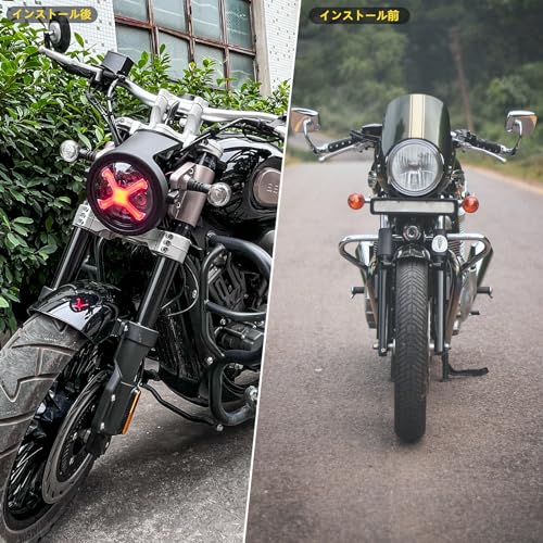 Vancroser 5.75 inch motorcycle headlight, red X-style DRL, white Hi/Lo switching LED headlight, motorcycle, high brightness with shell, vehicle i