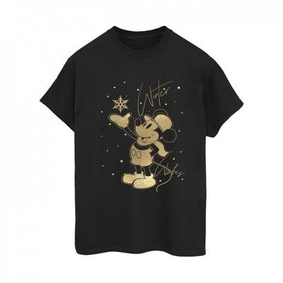 Womens/Ladies Winter Wishes Mickey Mouse Cotton Boyfriend T-Shirt