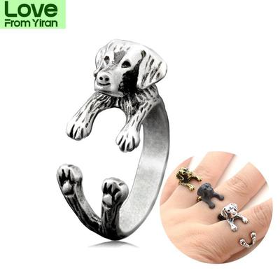 Retro Punk Brass Knuckle Labrador Dog Ring Muži Boho Roztomilé zvíře Anel Pár prstenů pro ženy Šperky Bague Femme Dárek k výročí
