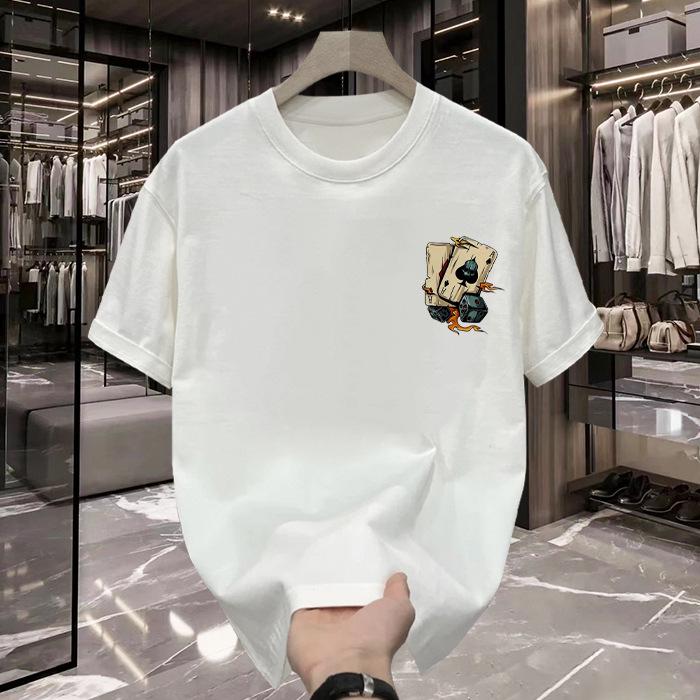 Premium Men's Heavyweight Cotton Streetwear T-Shirt - Trendy Loose-Fit, Short-Sleeve Summer Top