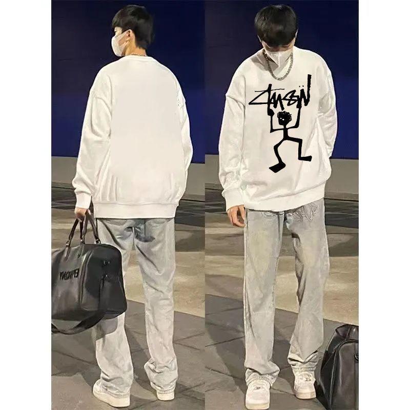 Unisex Heather Gray Fleece-Lined Cotton Sweatshirt - American Street Style, Autumn/Winter M