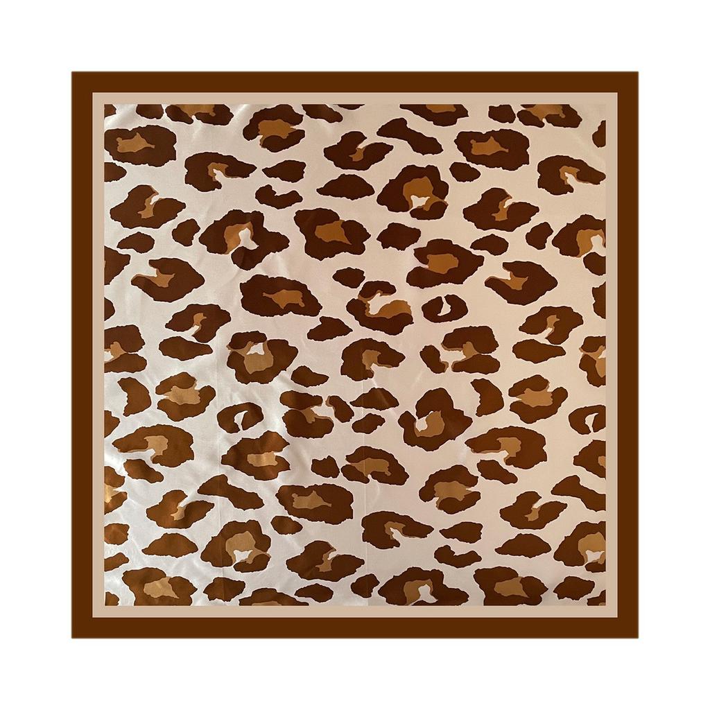 Women’s Scarf: Leopard-print, Faux Silk, European-style, High-end Print, Head-wrapping Satin, Large Scarf