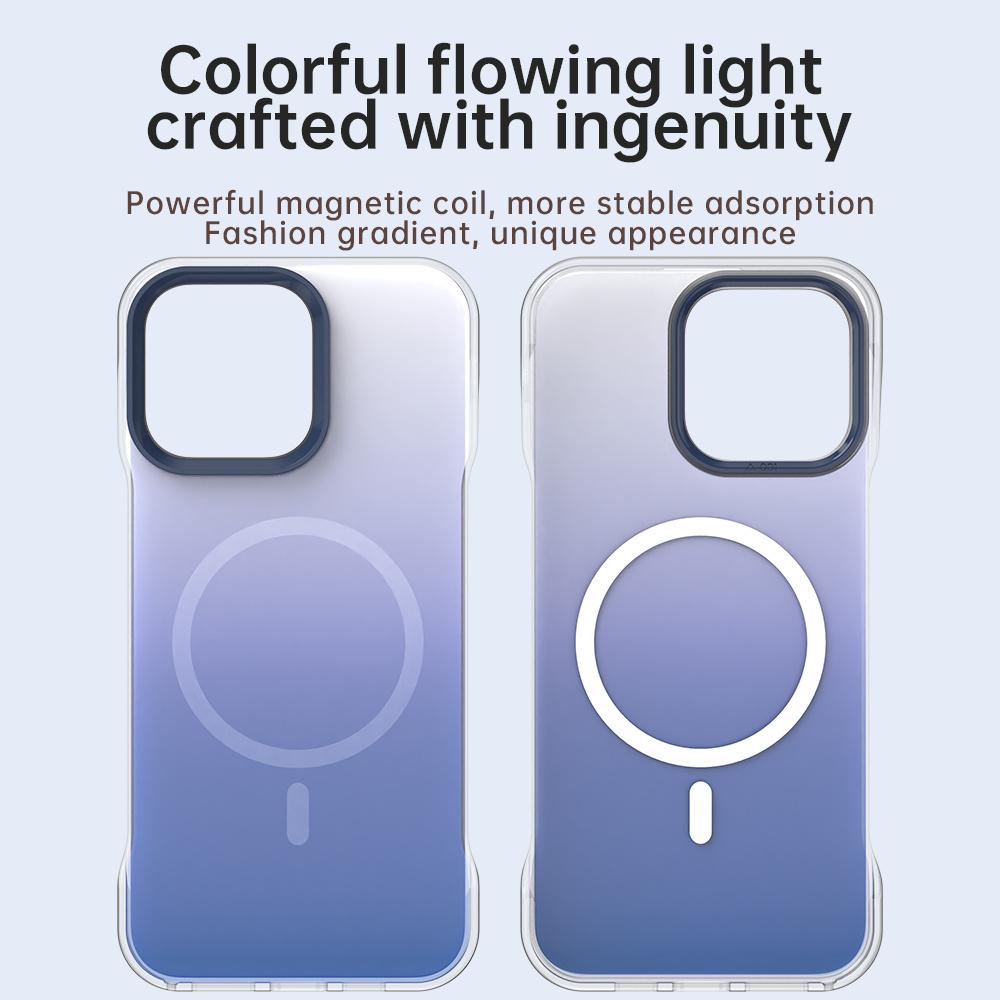 For iPhone 15 Pro Magnetic Case Gradient Design Borderless IMD TPU+PC+PET Phone Cover