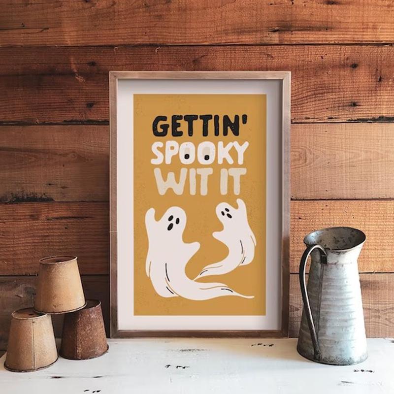 

Retro Halloween Print Spooky Wit It Poster Kitchen Wall Art Halloween Art Home Decor Festive Kitchen Decor Halloween Party Gift 21X30CMNo Framed