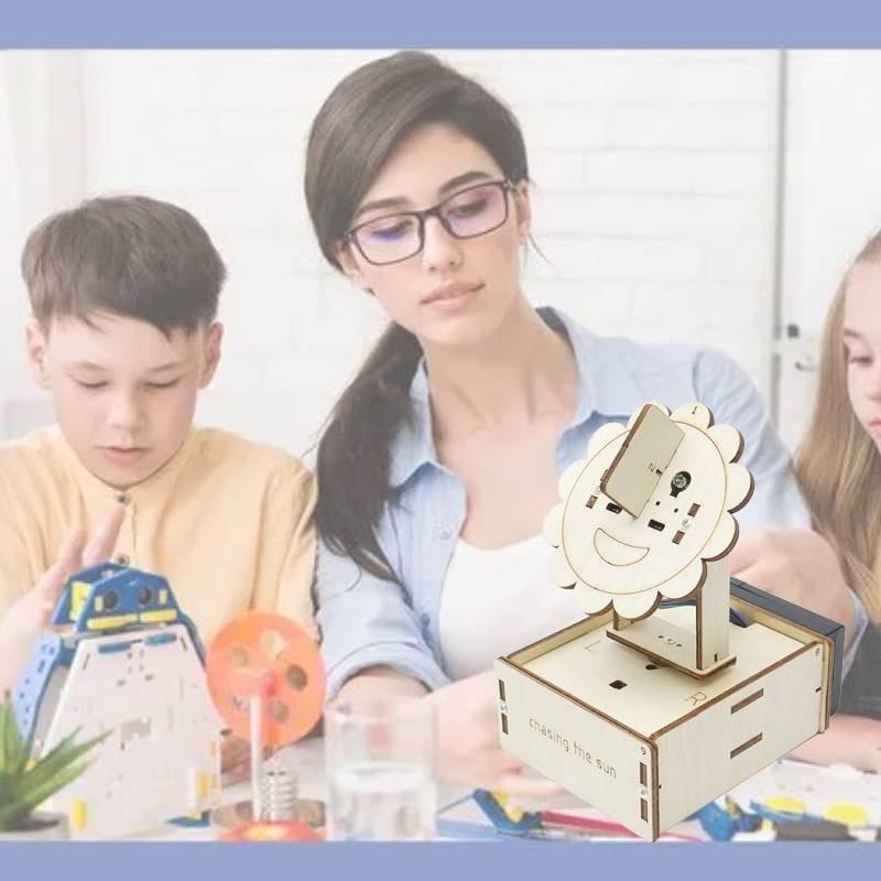 Steam Education Diy Wooden Light Tracking Sensor Material Kit For Children Programming Learning