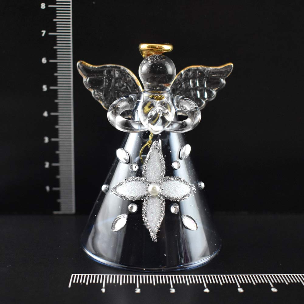 Fourcart Cute Handmade Glass Crafts [Crystal Angel Bell] Blue x 6-Piece Set