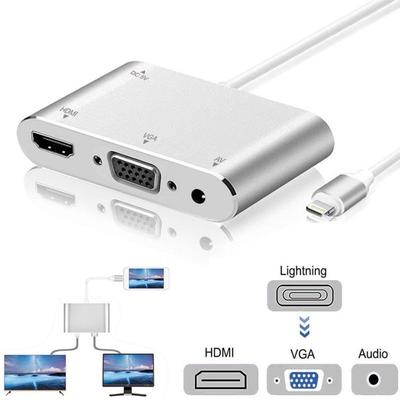 For Apple Interface To HDMI VGA Jack Audio TV Adapter Cable Converter for iPhone X iPhone 8 7 7 Plus
