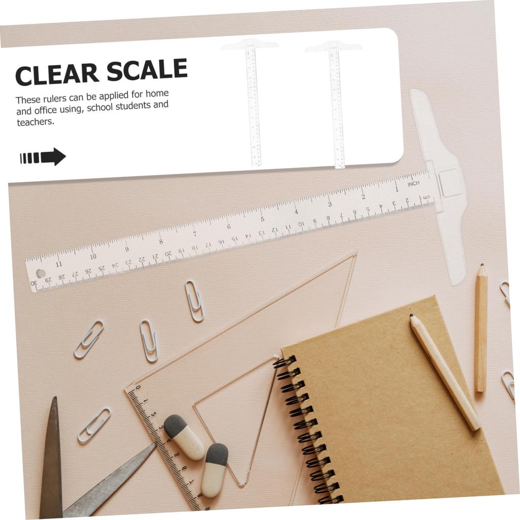 SAFIGLE 12-inch T-Square Ruler with Dual Scale, Plastic Drafting Ruler, Precision Measuring Tool for Architects, Students, and Engineers