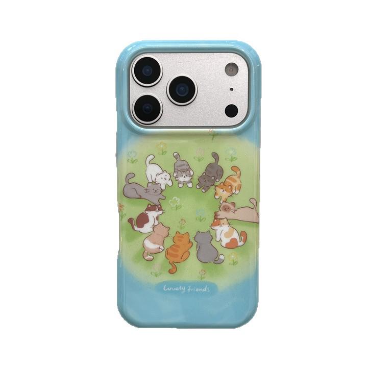 Summer Fresh Lawn Circle Cat iPhone 17/16 Pro Max/15/14 Case for Girls