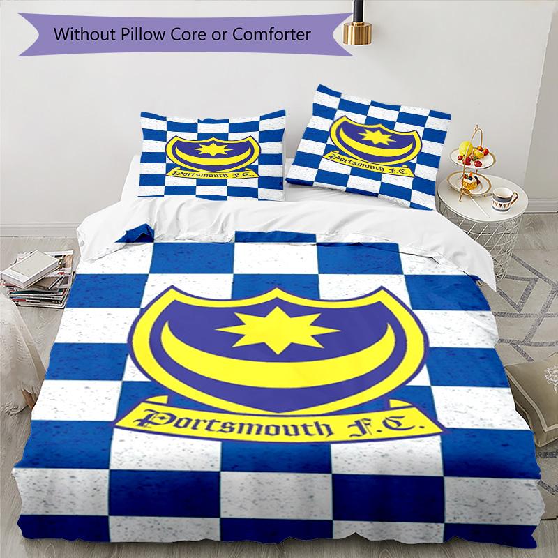 Set Copripiumino Stampato Portsmouth F.C. – include 1 copripiumino e 2 federe coordinate Decorazione per la camera da letto Regali di Natale