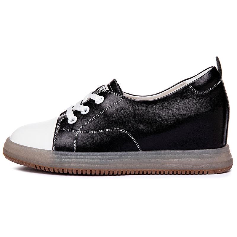 

Женские белые туфли на платформе из натуральной кожи 2025 года — утолщенная внутренняя часть, универсальные, повседневные, на толстой подошве. 39