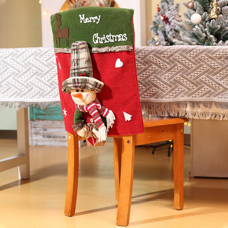 Cartoon Christmas Chair Covers: Santa, Snowman, Reindeer - Perfect for Home, Dining, Hotel, and Restaurant Decor