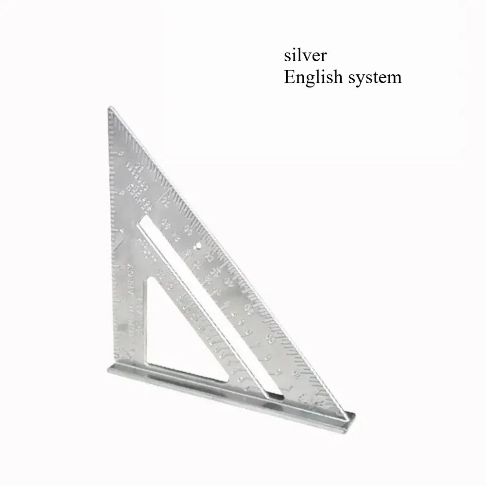 New 7Inch Triangle Ruler Measurement Tool Aluminium Alloy Carpenter Tools Inch Metric Angle Ruler Speed Square Woodworking Tools