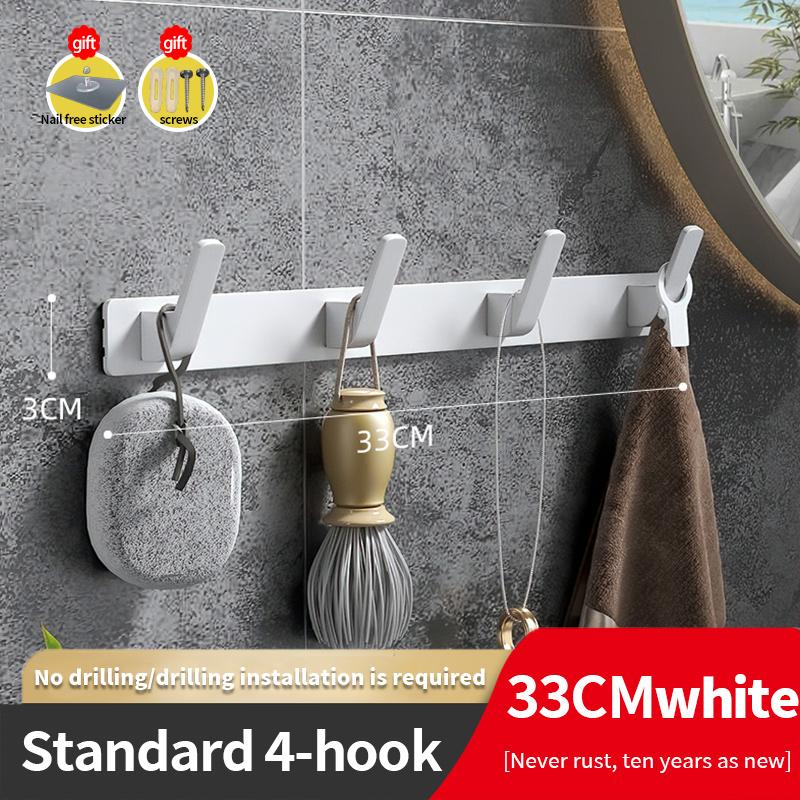 YUNJIEYA Black/White Door Hooks Clothes Hook Hanger Shelf Organizer Storage Shelf Shower Wall Rack Kitchen Bathroom Accessories