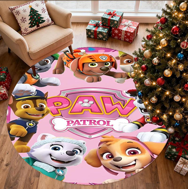 PAW Patrol Pattern Round Rug, Indoor/Outdoor Mat, for Picnic, Gameroom, Bedroom, Office, Living Room, Home Decor Carpet, Birthday Gift