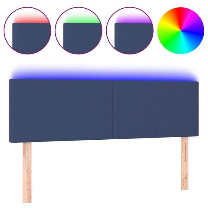 VidaXL Tête de Lit à LED Meuble de Chambre à Coucher Accessoire de Lit Double Tête de Cadre de Lit Intérieur Bleu 3121336